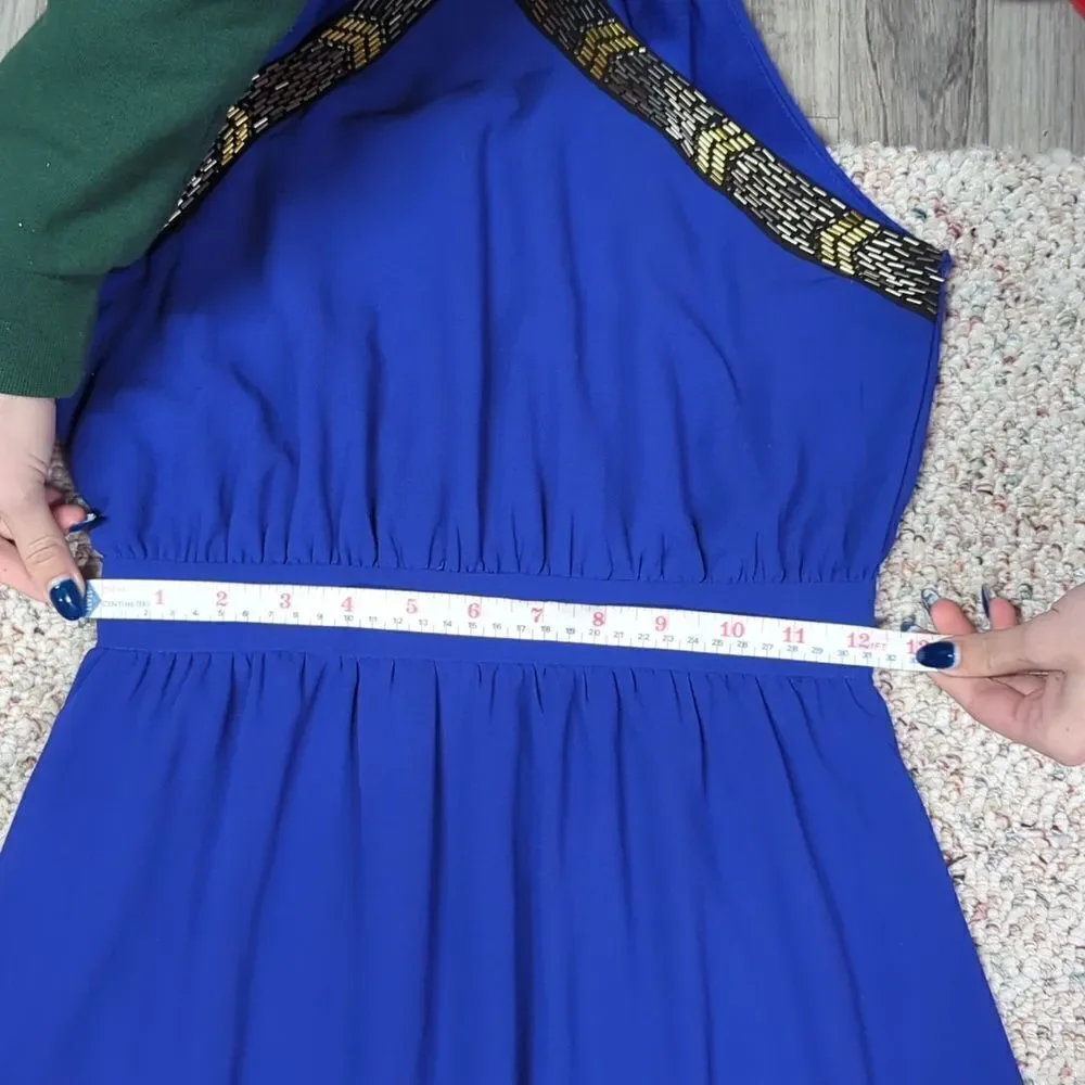 The clothing Co. formal/prom dress floor length‎ halter top beaded royal blue